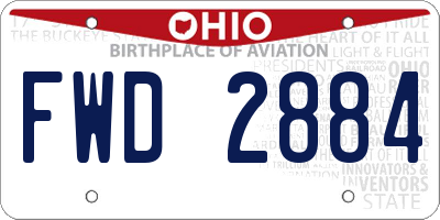 OH license plate FWD2884