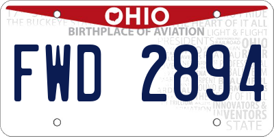 OH license plate FWD2894