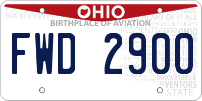 OH license plate FWD2900