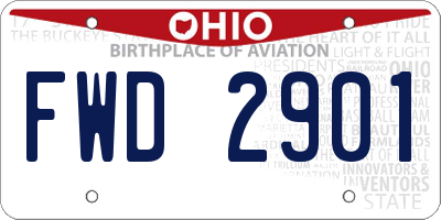 OH license plate FWD2901