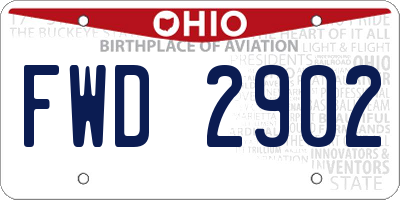 OH license plate FWD2902
