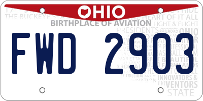 OH license plate FWD2903