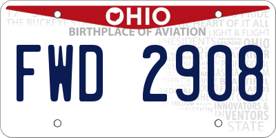 OH license plate FWD2908