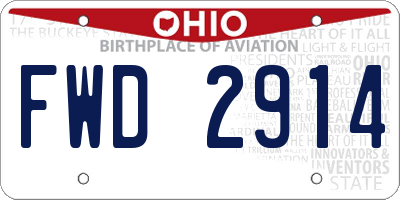 OH license plate FWD2914