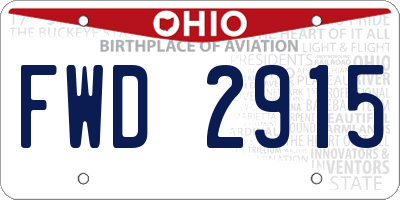 OH license plate FWD2915