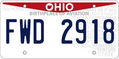 OH license plate FWD2918