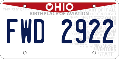 OH license plate FWD2922
