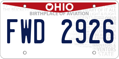 OH license plate FWD2926