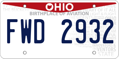 OH license plate FWD2932