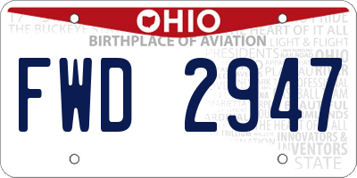 OH license plate FWD2947