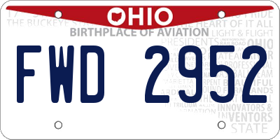 OH license plate FWD2952