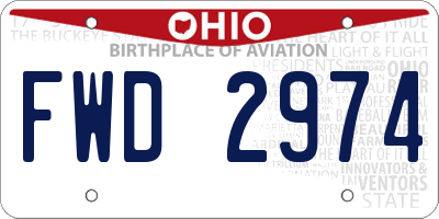 OH license plate FWD2974