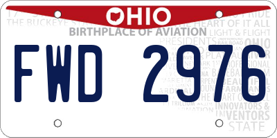 OH license plate FWD2976