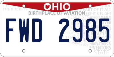 OH license plate FWD2985