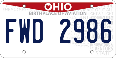 OH license plate FWD2986