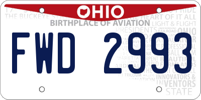 OH license plate FWD2993
