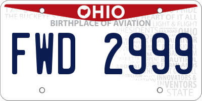 OH license plate FWD2999