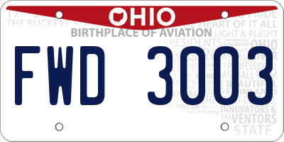 OH license plate FWD3003