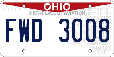 OH license plate FWD3008