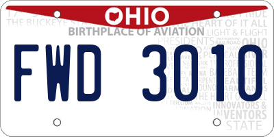 OH license plate FWD3010