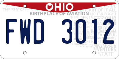 OH license plate FWD3012
