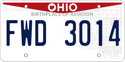OH license plate FWD3014