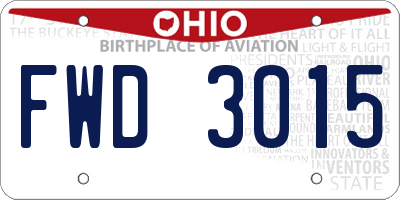 OH license plate FWD3015