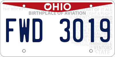 OH license plate FWD3019