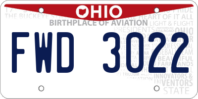 OH license plate FWD3022