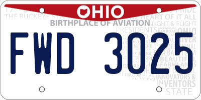 OH license plate FWD3025