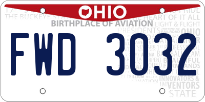OH license plate FWD3032