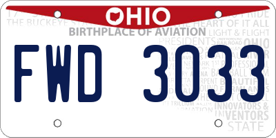 OH license plate FWD3033