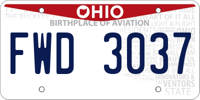 OH license plate FWD3037