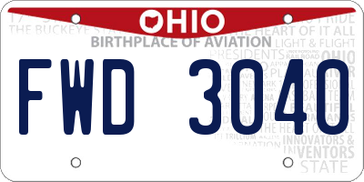 OH license plate FWD3040