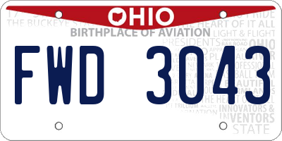 OH license plate FWD3043