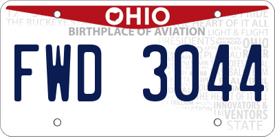 OH license plate FWD3044
