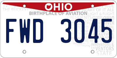 OH license plate FWD3045
