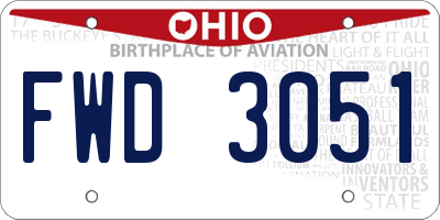 OH license plate FWD3051