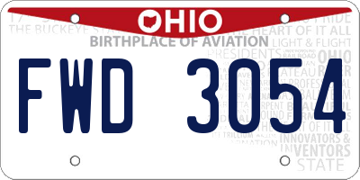 OH license plate FWD3054