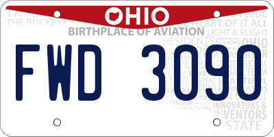 OH license plate FWD3090