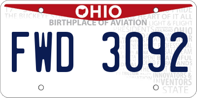 OH license plate FWD3092