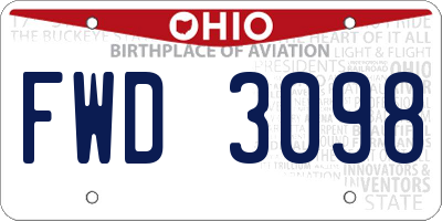 OH license plate FWD3098