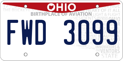 OH license plate FWD3099