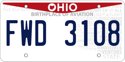 OH license plate FWD3108