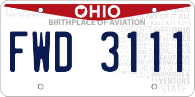 OH license plate FWD3111