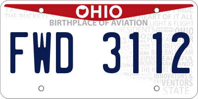 OH license plate FWD3112