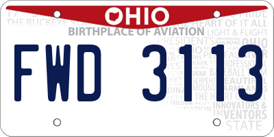 OH license plate FWD3113