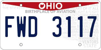 OH license plate FWD3117