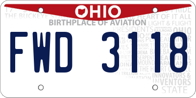 OH license plate FWD3118