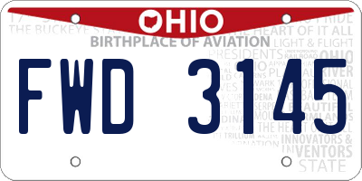 OH license plate FWD3145